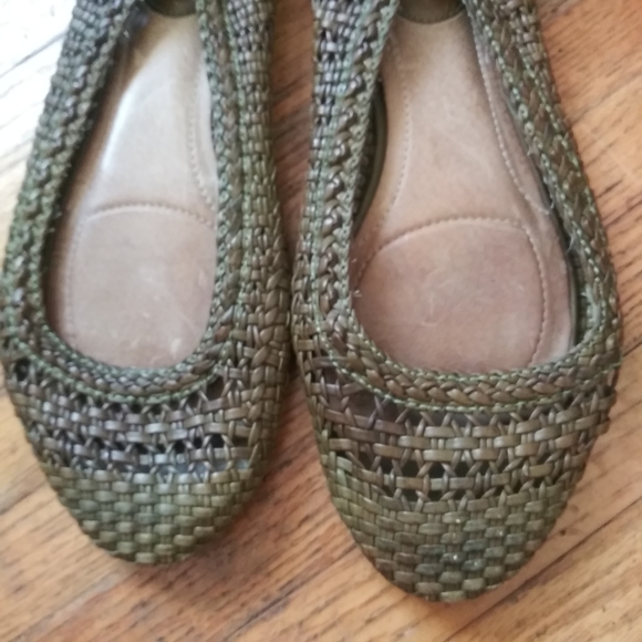 Frye Flats Woven Braided Ballet Boho Bohemian Seagrass Green 9W - Picture 2 of 5